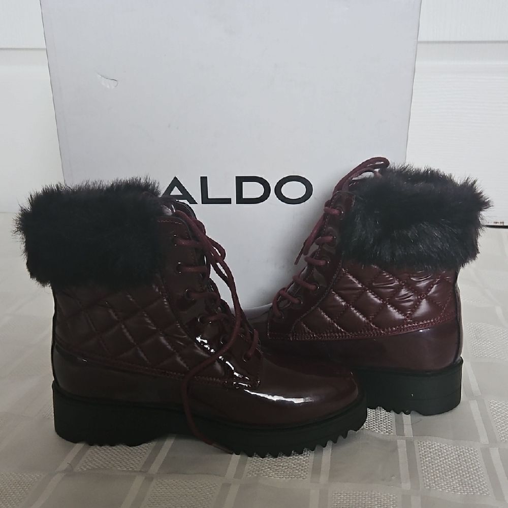 Aldo Women's Burgundy Quilted Boots